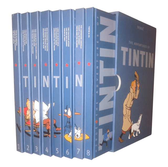 The Complete Adventures of Tintin Collection 8 Books Gift Set Coloured