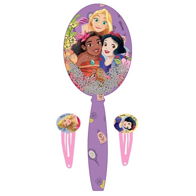 Disney - Girls Princess Hair Brush With 2 Clips