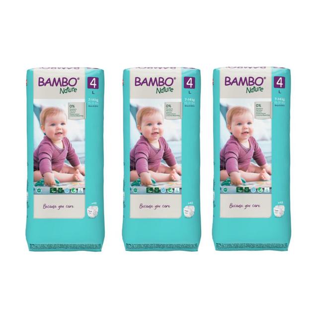 Bambo Nature - Eco-Friendly Diapers, Size 4, 7-14kg 144 pcs, Tall Extra Value Pack