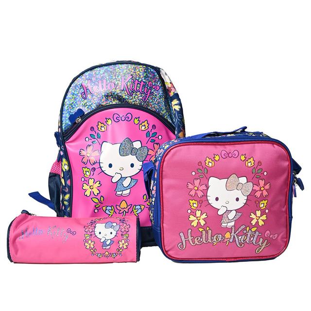 Hello Kitty - Back Pack 14-inch With Lunch Bag And Pencil Case - Pink