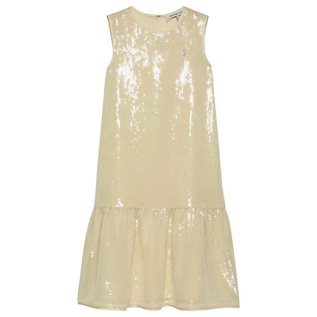 Calvin Klein - Cap Clear Sequin Sleeveless Dress - Vanilla