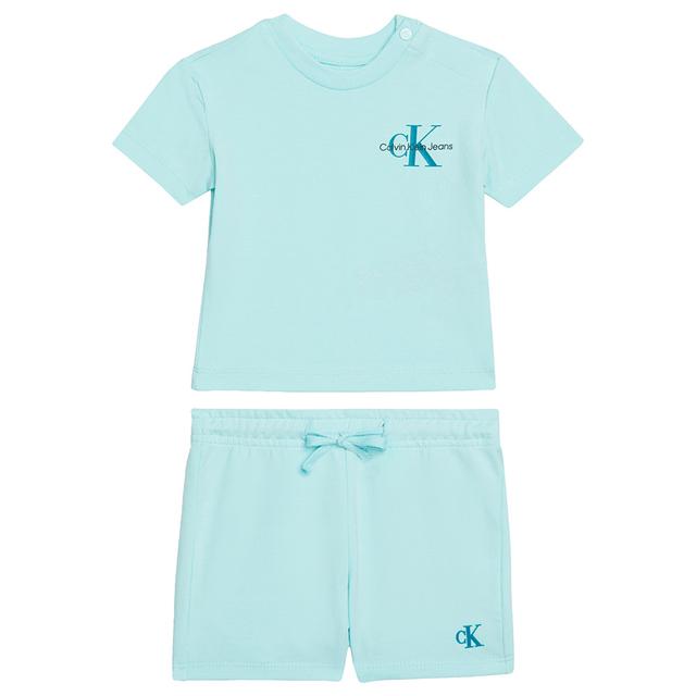 Calvin Klein - 2pc-Set - Monogram Logo T-Shirt And Shorts - Blue