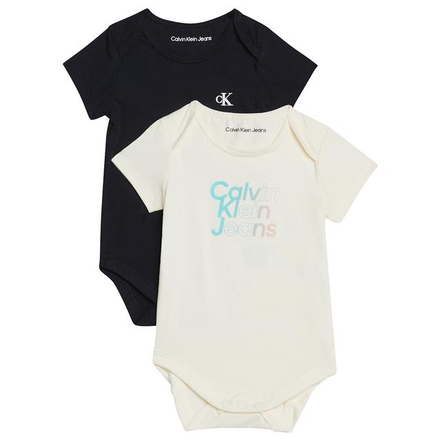 Calvin Klein - 2pc-Set - Gradient Logo Short Sleeves Bodysuits - White