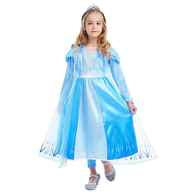 Party Centre - Disney Frozen 2 Elsa Prestige Costume For Girls - Blue