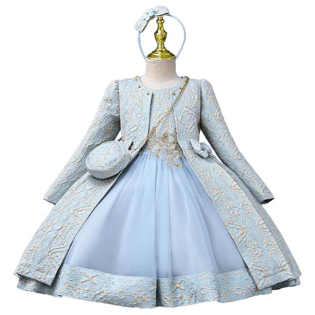 D' Daniela - Jasmine Flowers Party Dress w/ Jacket & Bag - Blue