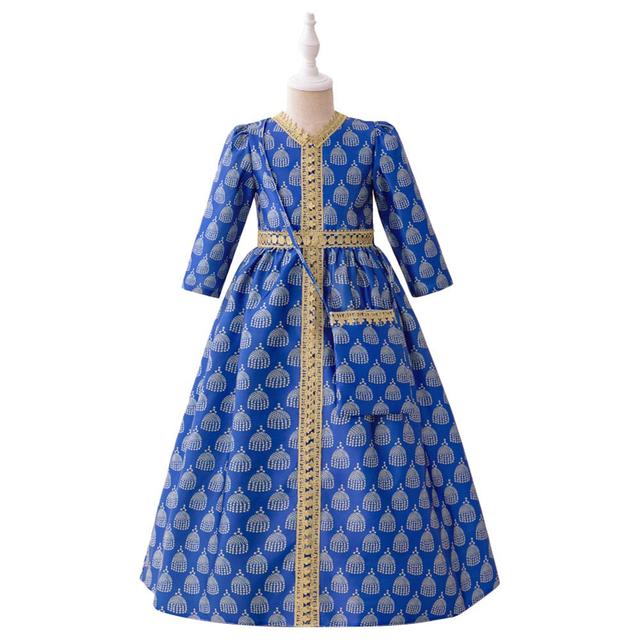 D' Daniela - Noor Embroidered Jalabiya Abaya With Tie-Up Belt - Blue