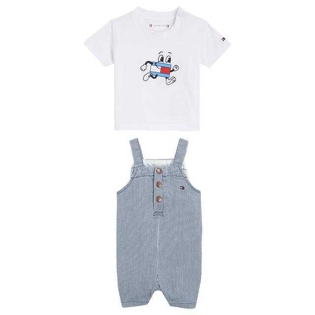 Tommy Hilfiger - 2pc-Set - Baby T-Shirt And Striped Dungaree - Denim