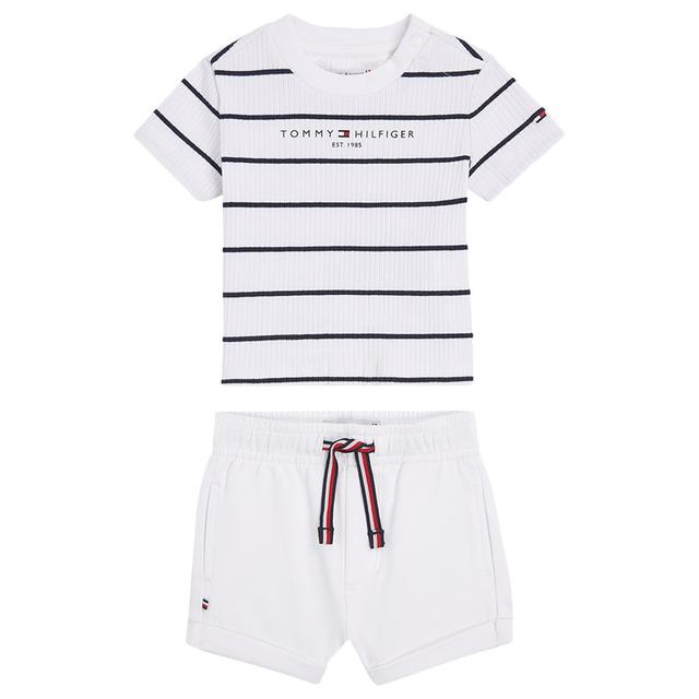 Tommy Hilfiger - 2pc-Set - Baby Essential Striped T-Shirt And Shorts - White