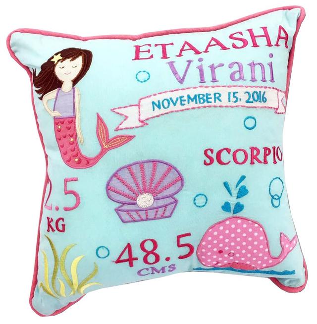 Little West Street - Magical Mermaid Birth Statistic Personalised Pillow