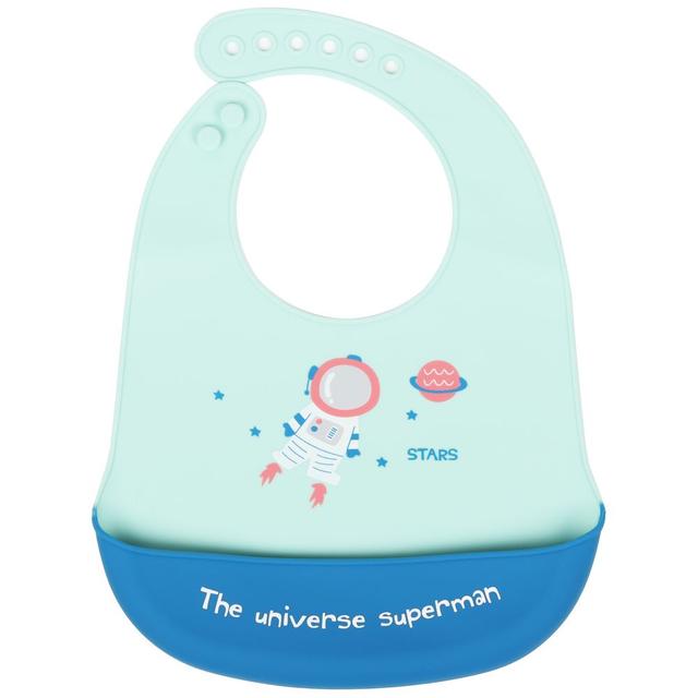 Little Angel - The Universe Superman Baby Silicon Bib - Blue