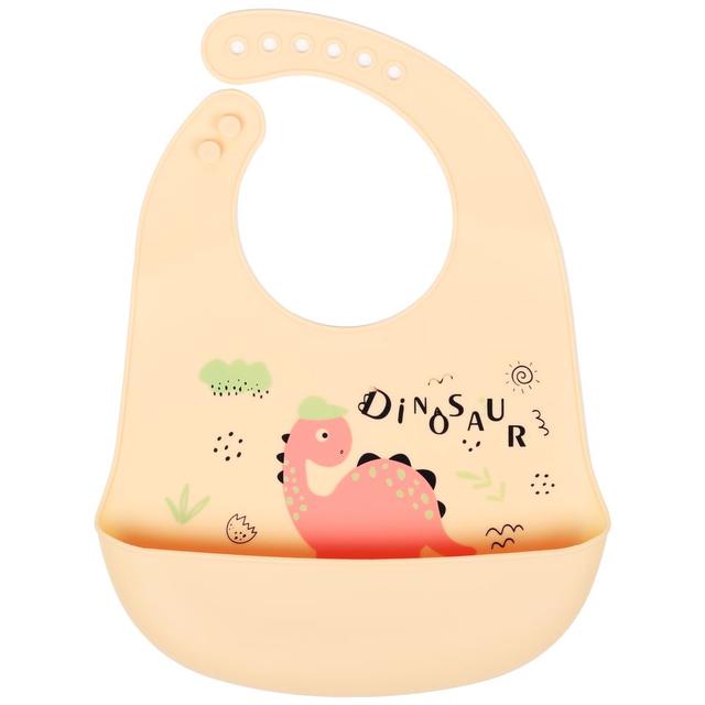 Little Angel - Dinosaur Baby Silicon Bib - Peach