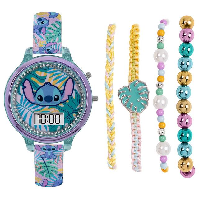 Disney - Stitch Flashing Digital Watch And Bracelet Set - 5 Pcs