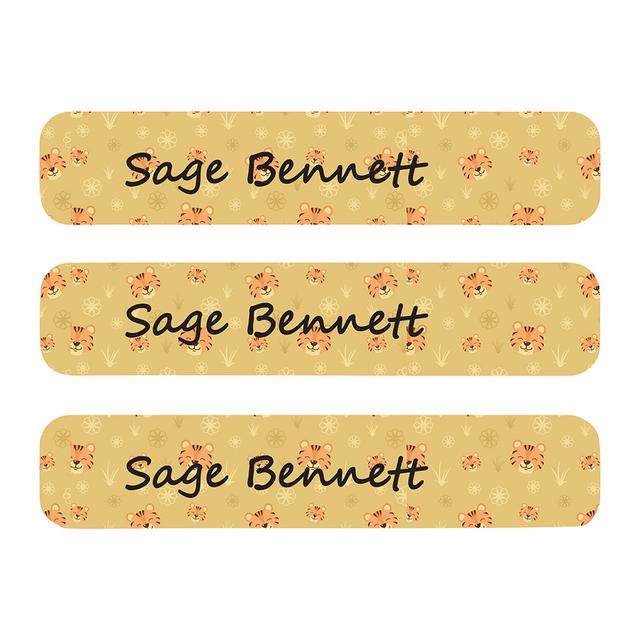 Ladybug Labels - Personalized Waterproof Large Labels - Brown Tiger - 30pcs