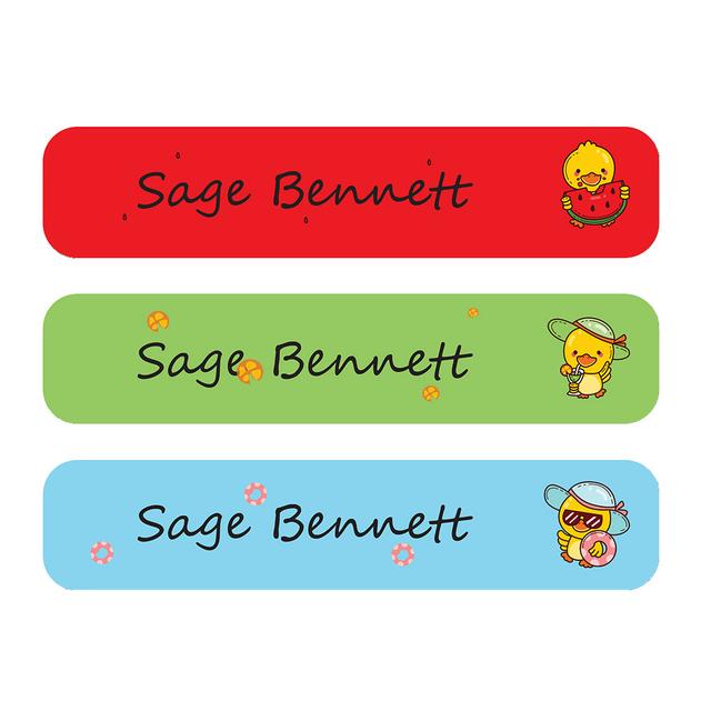 Ladybug Labels - Personalized Waterproof Labels - Cute Ducky - 111pcs