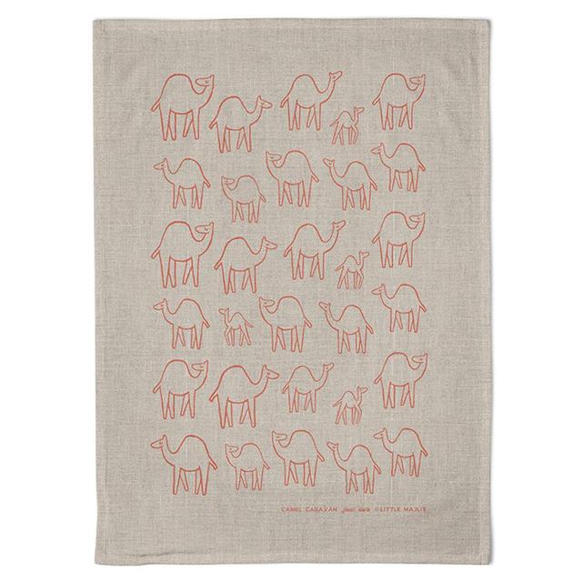 Little Majlis - Linen Tea Towel - Camel Caravan