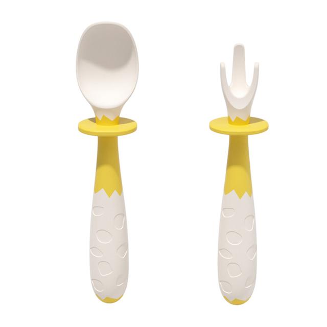 Mideer - Bendable Cutlery For Kids - 2pcs - Yellow