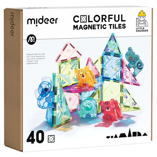 Mideer - Colorful Magnetic Tiles - 40pcs - Animal Kingdom