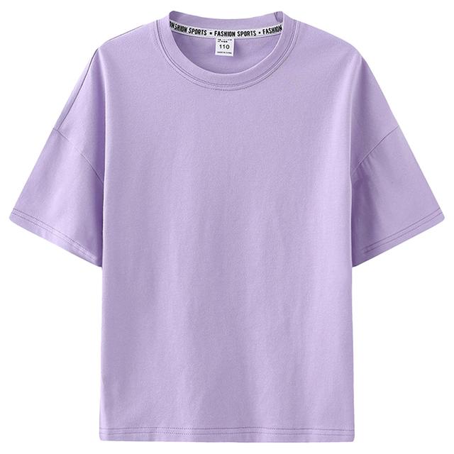 Mei Stylish - Kids Solid Short Sleeve T-Shirt - Purple