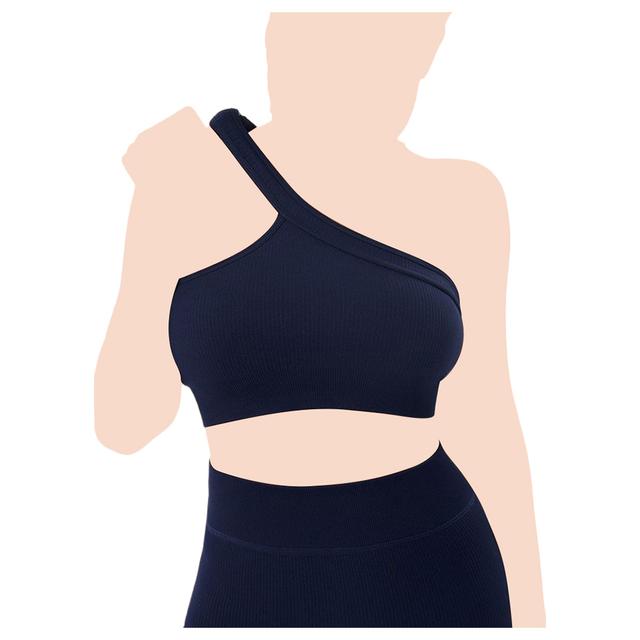 Mei Stylish - Women'S Seamless One Shoulder Sports Bra - Navy Blue