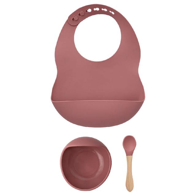 Milk It Baby - Bib And Bowl Set - Rose Pink