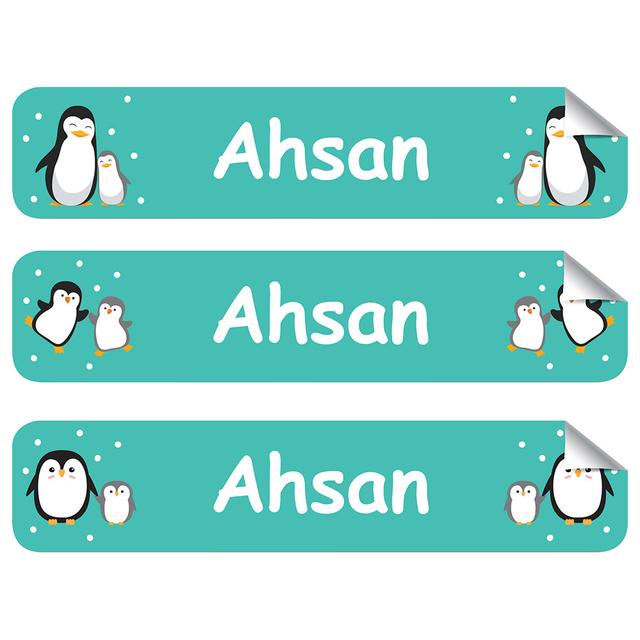 Mylabels - Personalized Iron On Labels - Penguin Family - Pack of 50