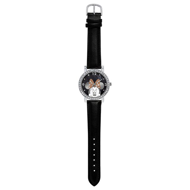 Disney - Minnie Mouse Silver Case Watch - Black