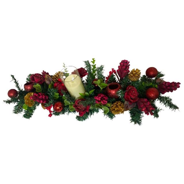 Merry Christmas - Table Centerpiece With LED Candle - 65 cm