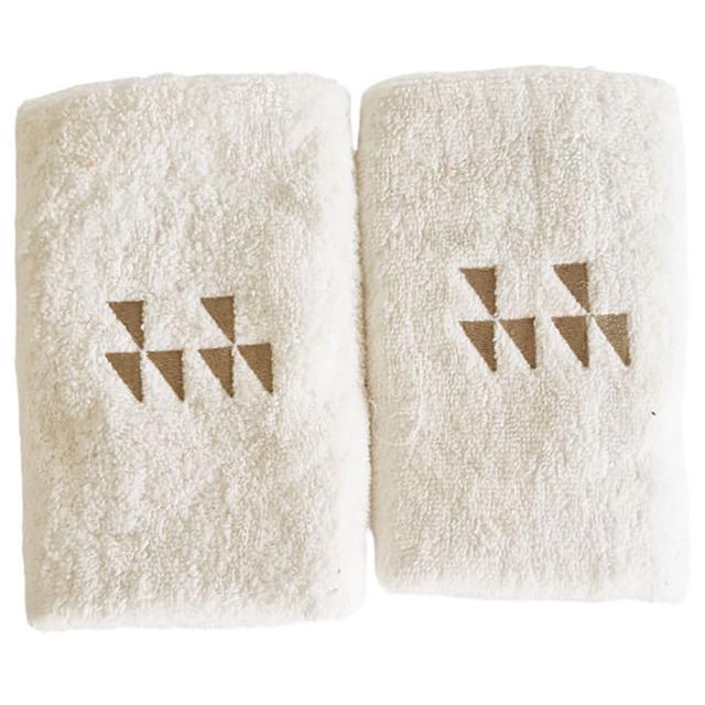 Aiida - Trillium Egyptian Guest Towel Set - White/Beige - Pack of 2