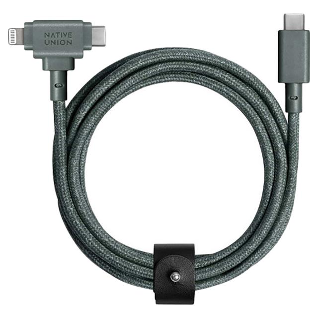 Native Union - Duo USB-C To C+ Lightining Belt Cable - Slate Green - 1.5 m