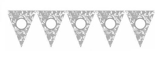 Silver Elegant Scroll Printed Pennant Banner