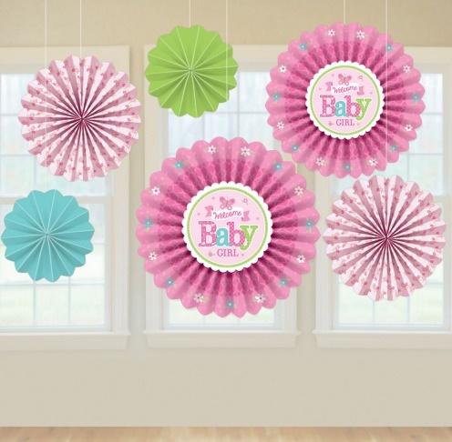 Welcome Baby Girl Paper Fan Decorations