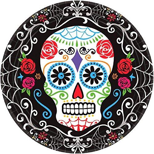 Dead Sugar Skull Disposable Round Dessert Paper Plates,17 cm