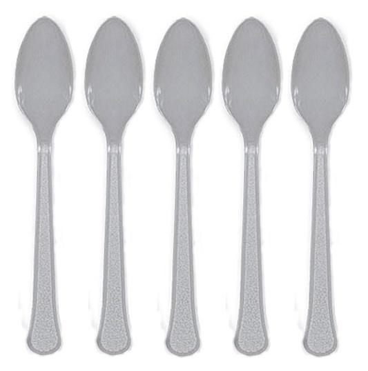 Silver Heavy Weight Plastic Spoons