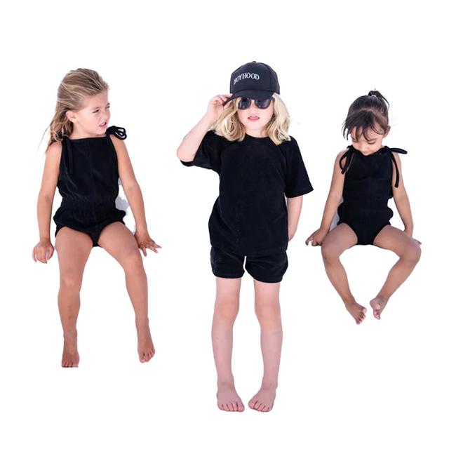 Maxims - 4pc-Set - Siblings Terry Towelling Matching Set - Black