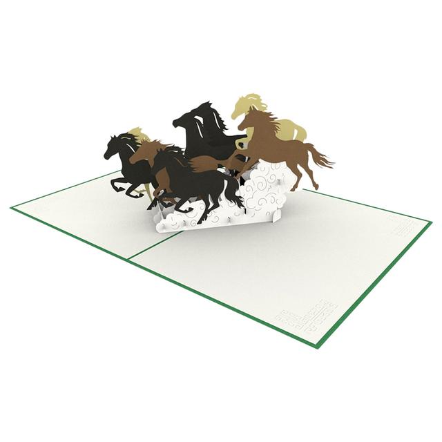 Paper Color - Horses Pop Up Birthday Greeting Card