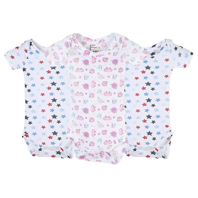 Prokids - 3pc-Set - Short Sleeves Floral Baby Bodysuits