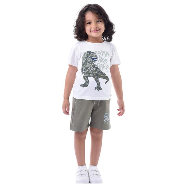 Victor and Jane - 2pc-Set - Boy's Cotton T-Shirt and Shorts - Off-White