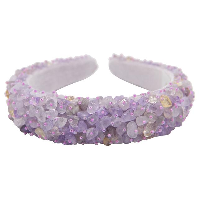 D' Daniela - Girls Hand Made Monalisa Headband - Purple Stones