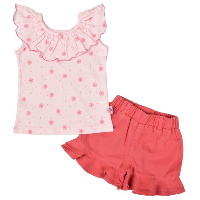 Smart Baby - 2pc-Set - Cotton Top & Woven Shorts - Pink