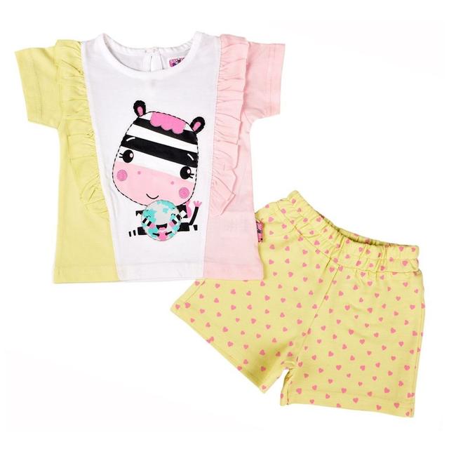 Smart Baby - 2pc-Set - Cotton Top & Knit Shorts - Yellow