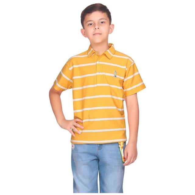 Little Kangaroos - Boy Collar Neck T-Shirt - Yellow