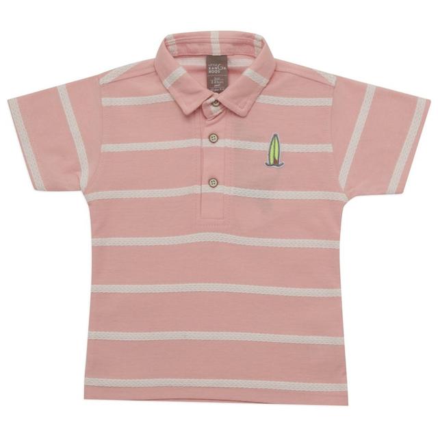 Little Kangaroos - Boy Collar Neck T-Shirt - Peach