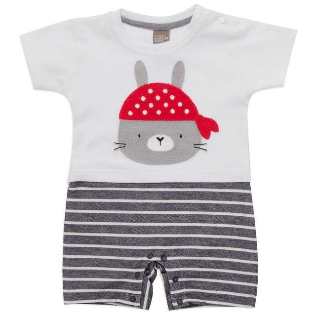 Little Kangaroos - Baby Boy Romper - White/Stripes