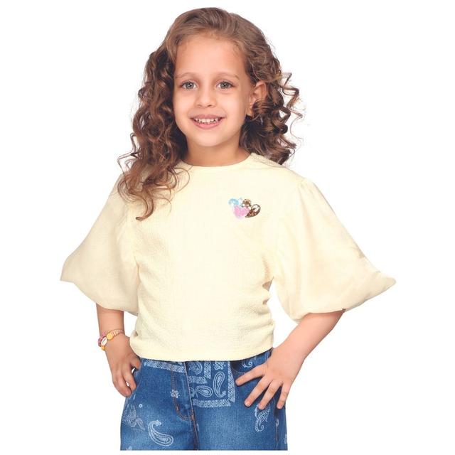 Little Kangaroos - Girl Round Neck Knitted Top - Off White