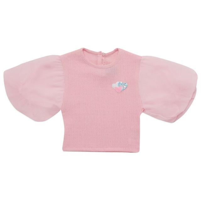 Little Kangaroos - Girl Round Neck Knitted Top - Ballet Pink