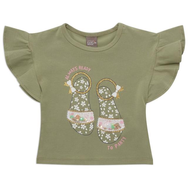 Little Kangaroos - Baby Girl Mega Sleeves T-Shirt - Olive