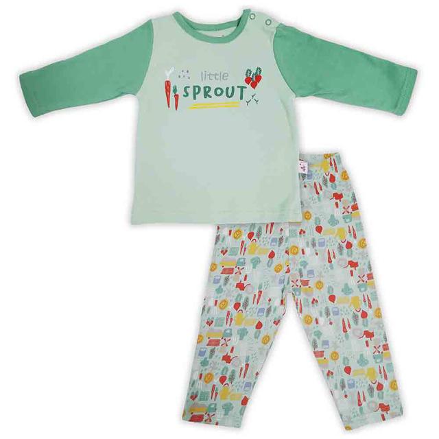 Smart Baby - 2pc-Set - Baby Boy T-Shirt And Pajama Suit - Mild Green