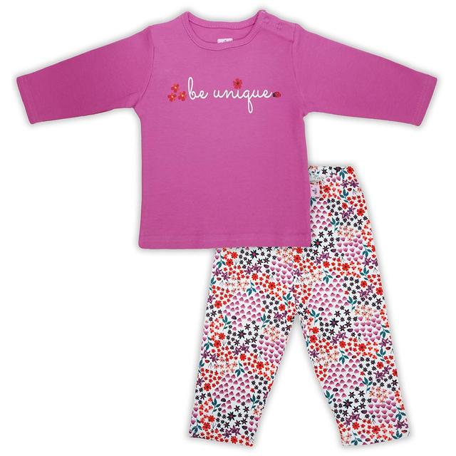 Smart Baby - 2pc-Set - Baby Girl T-Shirt And Pajama Suit - Purple