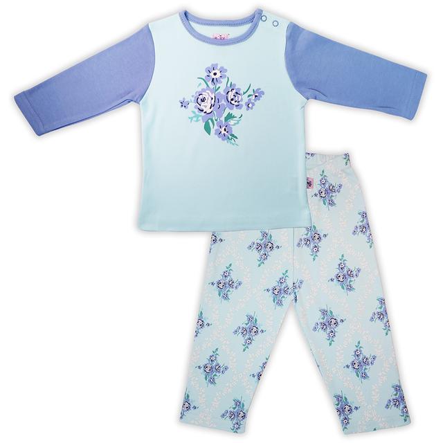 Smart Baby - 2pc-Set - Baby Girl T-Shirt And Pajama Suit - Aqua Blue