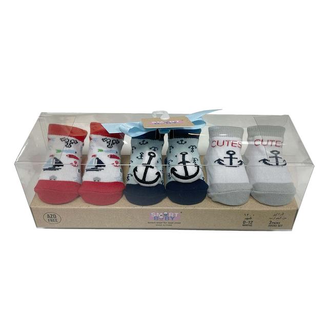 Smart Baby - 3pc-Set - Baby Boy Socks  - Red/White